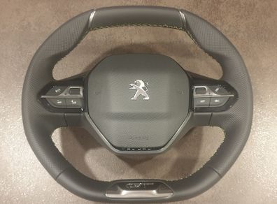 Peugeot GT steering wheel green stitching