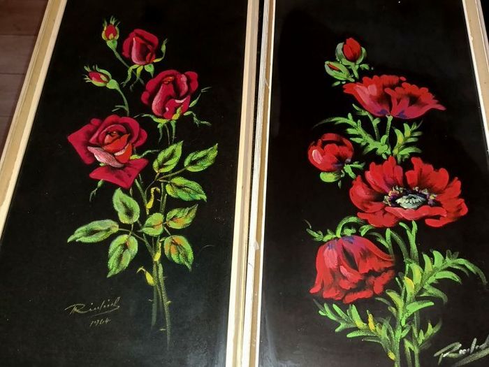 Pair of Roses oil painting on canvas 1964