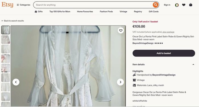 Oscar de la Renta Pink Label Vintage White Satin Nightwear Sz XG (Fit 12-14UK)