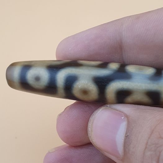 Vintage Himalayan 9 Eyes Tibetan Agate Dzi Bead Amulet