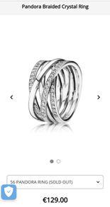 Pandora Braided Crystal Ring Size 56