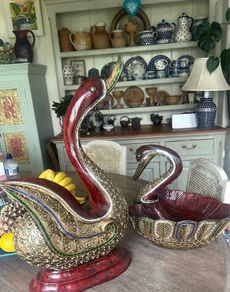 Two Thai vintage handmade swans