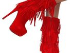 BNIB red boohoo fringe high boots