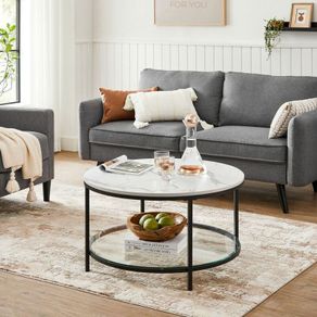 Coffee Table Modern white marble-look table top round FREE DELIVERY