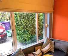 Roman blinds, light gold, 237cm by 170cm drop