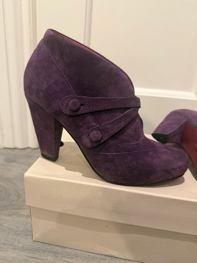 Purple suede ankle boots