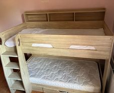 Orion Bunk Bed with Oak Effect, Shelves & Storage Drawer