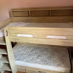 Orion Bunk Bed with Oak Effect, Shelves & Storage Drawer