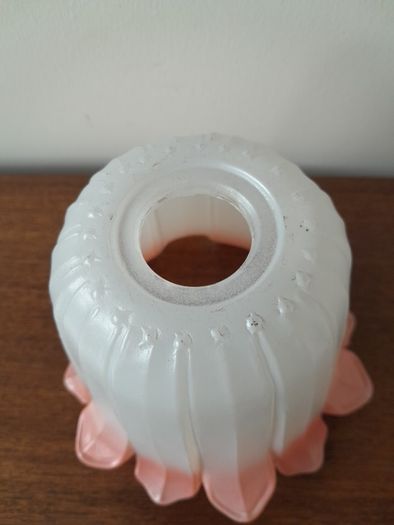 Vintage Frosted White and Pink Glass Shade
