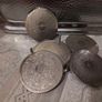 Set of Six Silvered Coasters in a Stand Image 5