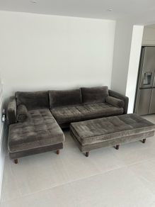 EZ living grey velvet sofa