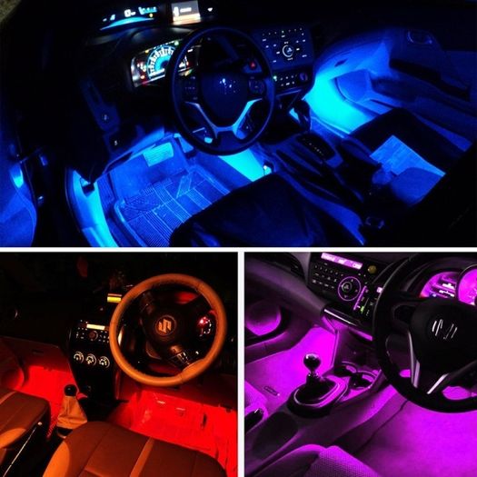 25312 Car RGB LED Strip Interior Light Multicolor Music Atmosphere Sound Active Foot LED Light Strip LED Lighting with USB Cigar Port