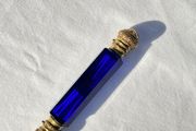 Victorian Bristol Blue Double Ended Scent Bottle - Perfume &amp; Smelling Salts c1880