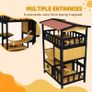 Outdoor Cat Shelter, Four-Tier Wooden Feral Cat House, with Suspension Bridge, Cat Houses, Balcony, Escape Doors Image 5