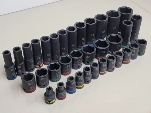 35 Piece 1/2inch Square Drive Deep Impact Hex Socket Set | 78mm Long | 6 Point | Colour Coded