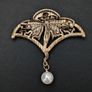Art Nouveau Vintage Style Angel Lady Wings Fairy Pearl Brooch Pin Image 7
