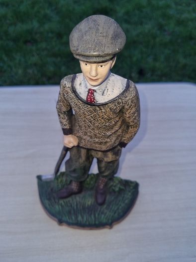 Vintage Large Cast Iron Golfer Door Stop