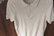 Cream Slim Fit Zip top knit polo shirt , size M