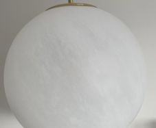 Large Elegant Frosted Glass Globe Pendants. Set of Two. Italy.
