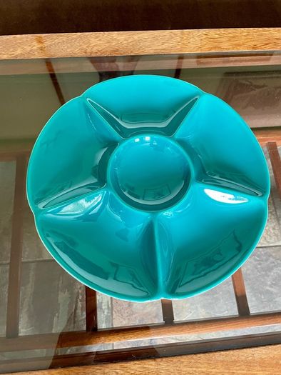 Confetti Serving Dish Teal Green by  Aluminia Royal Copenhagen Denmark 1950s