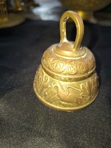 Antique Solid Brass Altar Bell Embossed Christian four traditional symbols of the Evangelists