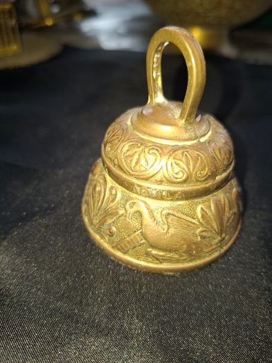 Antique Solid Brass Altar Bell Embossed Christian four traditional symbols of the Evangelists