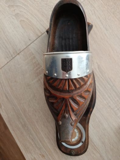Vintage Hand-Carved Wooden Clog Wall Barometer
