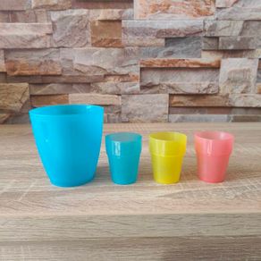 Brand New Plastic Drinking cup and 3 shot glasses