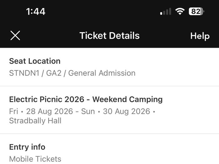 Electric Picnic weekend ticket with camping