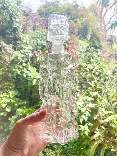 Vintage French Glass Decanter / Carafe, Mid Century, Whitefriars Style