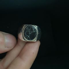 Men's stone signet stainless steel ring