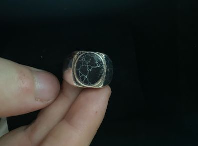 Men's stone signet stainless steel ring