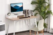 Computer Desk with Monitor Stand, Drawer and Storage Compartments, Compact Desk for Home Office and Small Spaces, White