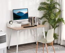 Computer Desk with Monitor Stand, Drawer and Storage Compartments, Compact Desk for Home Office and Small Spaces, White
