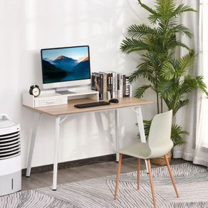 Computer Desk with Monitor Stand, Drawer and Storage Compartments, Compact Desk for Home Office and Small Spaces, White