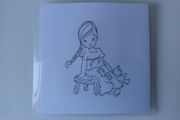 Rubber Stamp - Girl Sitting with her Teddy