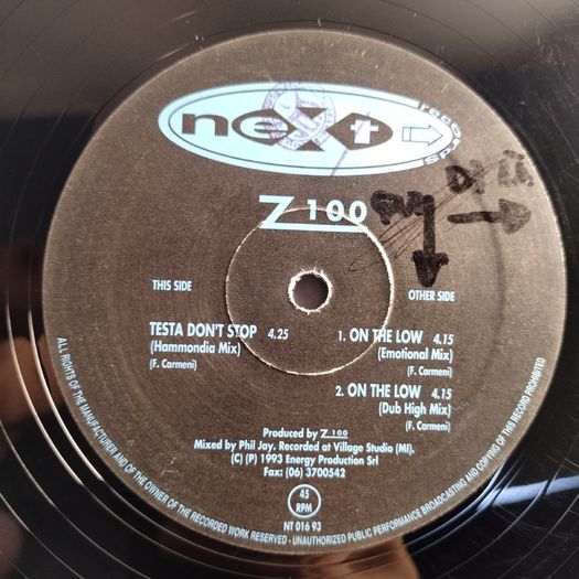 Z100 - Testa Don't Stop - Next Records - Italian Pressing - Early 90s House Classic!