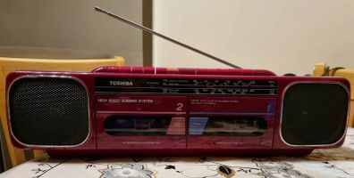 Toshiba RT-8037, Double cassette deck and radio from 1987, workig good.