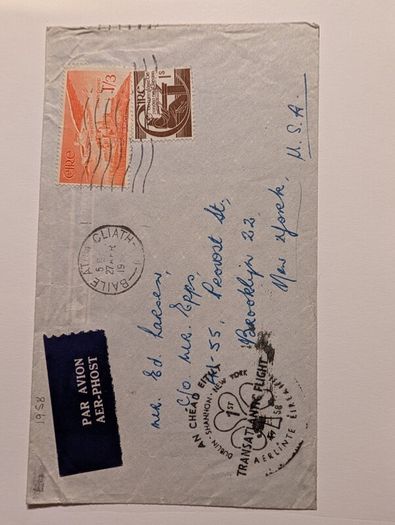 First Irish transatlantic flight cover