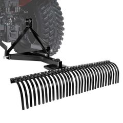 Tow Behind Dethatcher, 1525mm Tow Dethatcher with 32 Steel Tines, 3-Point Lawn Dethatcher Rake with Attachments for Tractor, Landscape Rake for Garden, Farm, Grass