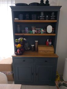 Kitchen Dresser Dark Grey Solid Wood