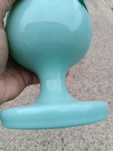 Art Deco Green Opaline Glass Vase..12.5 Inches