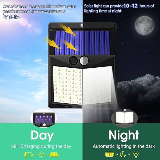 NEW SALE | Security Lights Outdoor Motion Sensor - 144 LED Solar Powered Security Light Outside Garden Fence Lights Waterproof Outdoor Wall Lighting 3 Modes Solar Pir Lights for Front Door Yard Garage