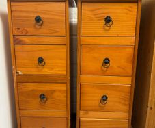 Pair of Solid Pine 4, Drawer Bedside Cabinets with Black Metal Handles