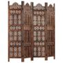 Hand carved 4-PanelRoom Divider Brown 160x165 cm Solid Mango Wood Image 3