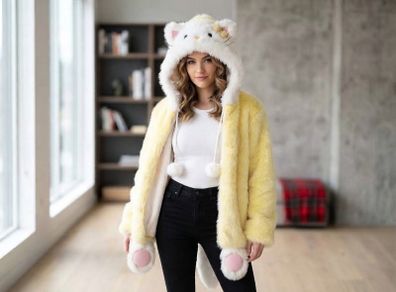 Brand New Kawaii Cat Faux Fur Hooded Coat / Winter Warm Jacket (Fits 170cm)