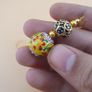 Afghani Handcrafted Yellow Colorful Enamel & Sparkling Brass Beaded Drop Earrings Vintage Ethnic Image 7