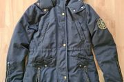 holland cooper jacket size XS navy blue fur missing from hood