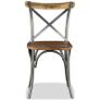 Dining Chairs 6 pcs Solid Mango Wood and Steel Cross Back Image 7