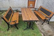 Cast iron Garden table and 2 bench